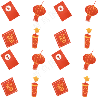春节过年传统节日红包底纹,免抠元素