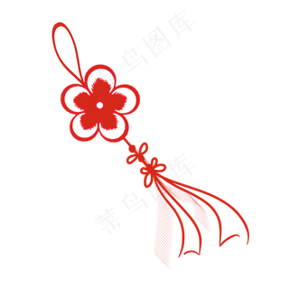 喜庆红色中国结手绘装饰,免抠元素