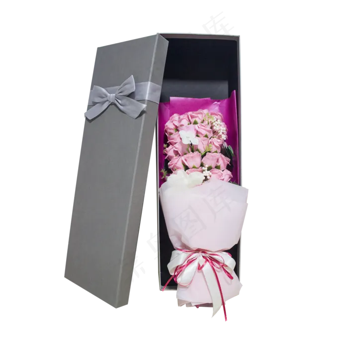 礼盒里的粉色花束(2000*2000px 300 dpi )