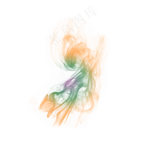 精美彩色渐变黄绿紫复古烟雾装饰,免抠元素