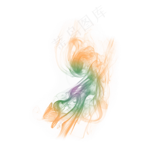 精美彩色渐变黄绿紫复古烟雾装饰,免抠元素