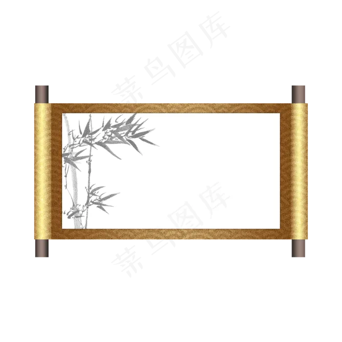 古风云纹工笔竹子画卷(2000X2000(DPI:300))psd模版下载