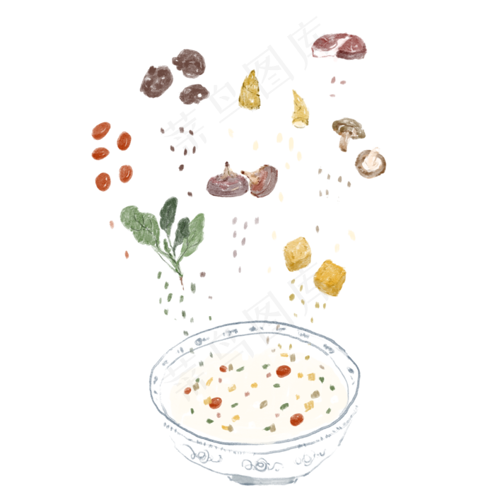 水墨植物食物手绘中国风,免抠元素(2000*2000px)psd模版下载