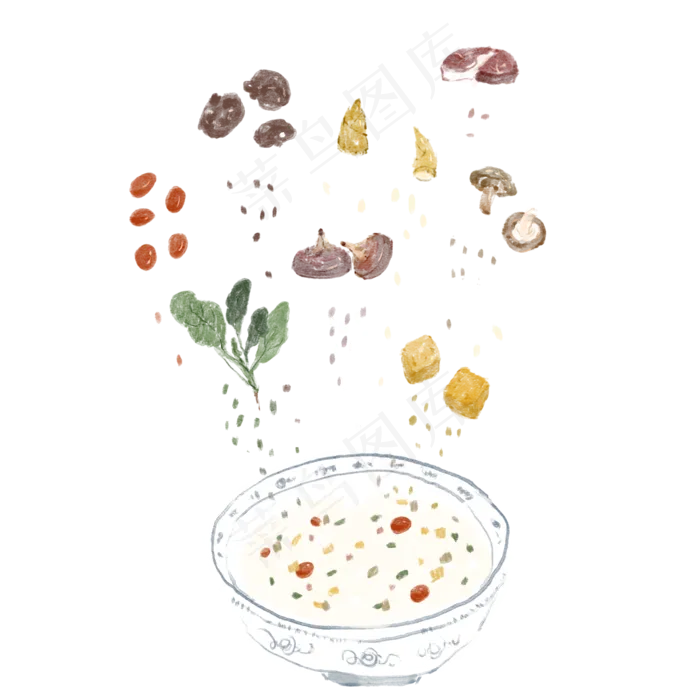 水墨植物食物手绘中国风,免抠元素(2000*2000px)psd模版下载