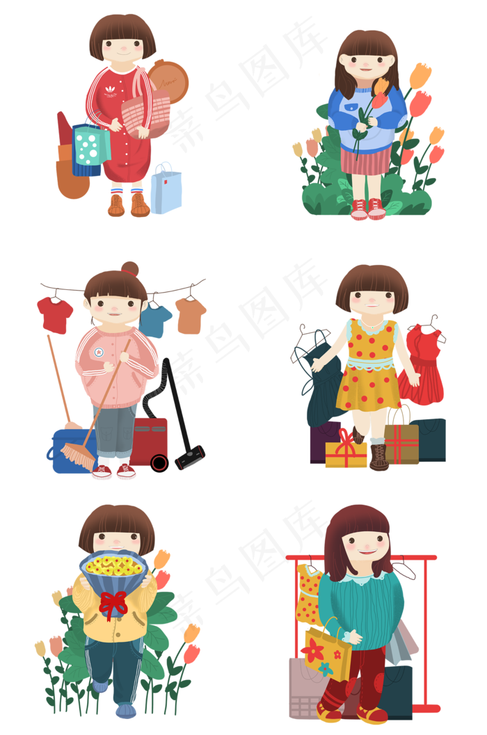 妇女节人物插画合集