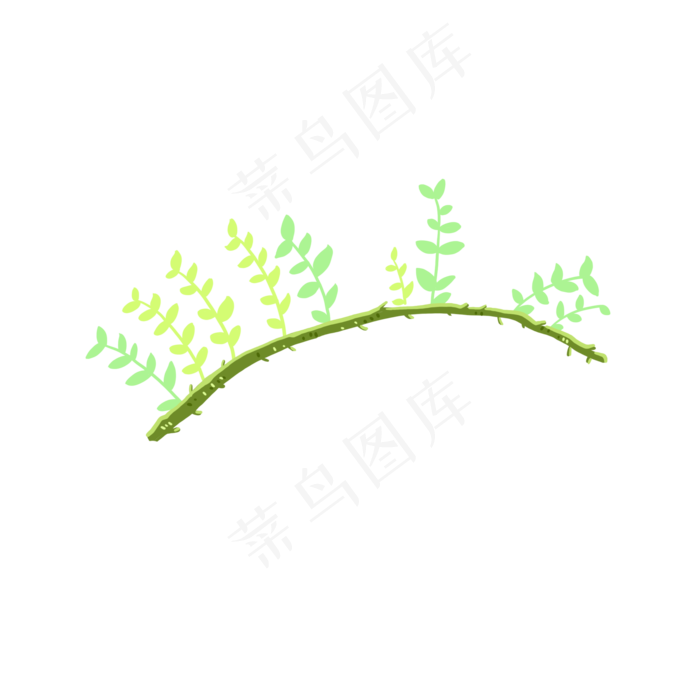 卡通手绘绿色植物(2000X2000(DPI:300))psd模版下载