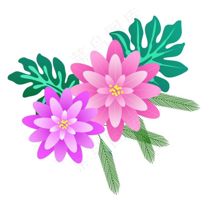 手绘绿叶叶子花朵矢量设计元素商(2000X2000(DPI:300))psd模版下载