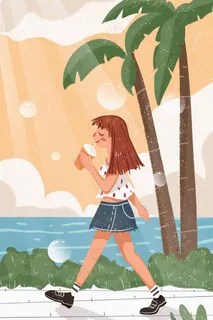 绿色清新海边清凉夏天立夏节气