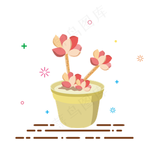 矢量手绘卡通多肉植物,免抠元素