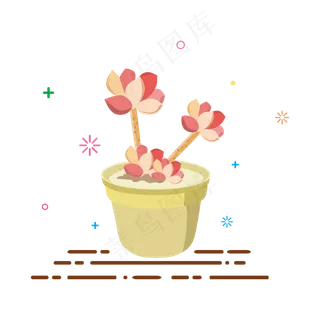 矢量手绘卡通多肉植物,免抠元素