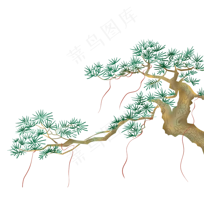 古典松树中国风,免抠元素(2500X2500(DPI:300))psd模版下载