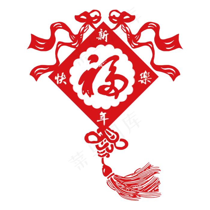 2019年中国风剪纸中国红中国结,免抠元素
