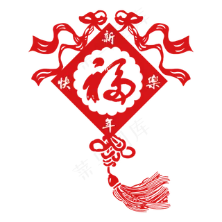 2019年中国风剪纸中国红中国结,免抠元素