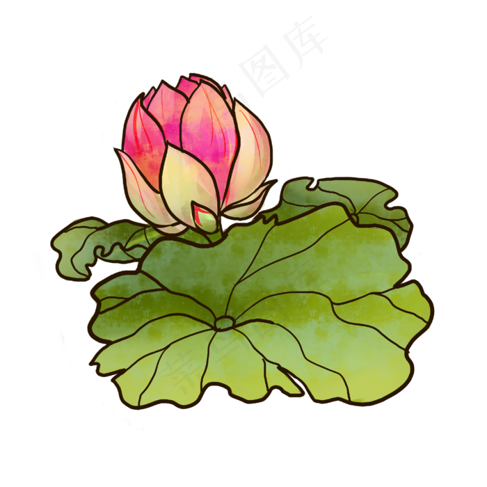 手绘水墨荷花(3000X3000(DPI:299))psd模版下载