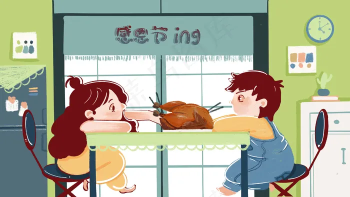 感恩节吃火鸡感恩节聚餐(2880*1620px 300 dpi )psd模版下载