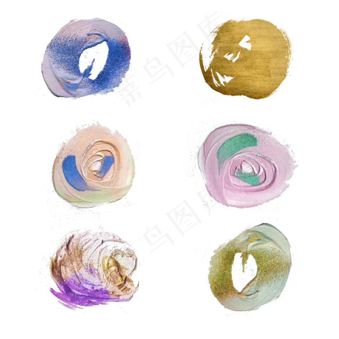 网红冰激凌色油画金粉笔刷,免抠元素(2500*2500px 300 dpi )psd模版下载