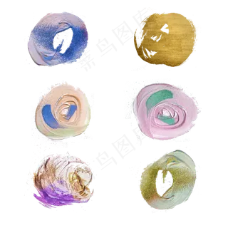 网红冰激凌色油画金粉笔刷,免抠元素