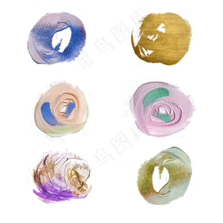 网红冰激凌色油画金粉笔刷,免抠元素