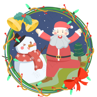 圣诞节花环彩灯装饰免抠PNG素材