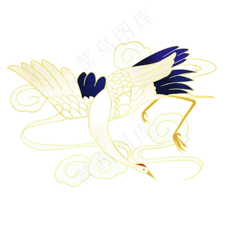 国风仙鹤雀鸟,免抠元素