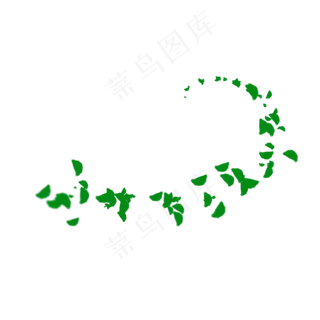 旋转飘落下的绿色树叶