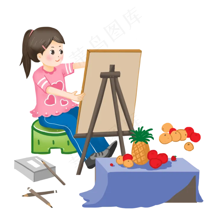 儿童节女孩绘画(2118X2118(DPI:300))psd模版下载