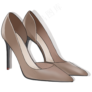 38妇女节女神的咖啡色高跟鞋,免抠元素