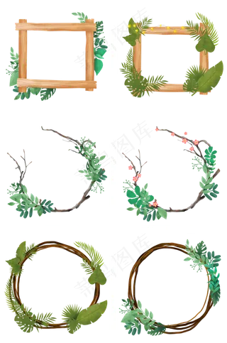 手绘春天植物边框