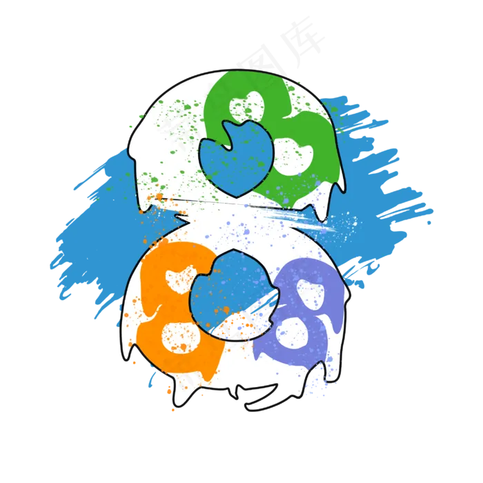 创意涂鸦白色psd数字8(3000X3000(DPI:300))psd模版下载