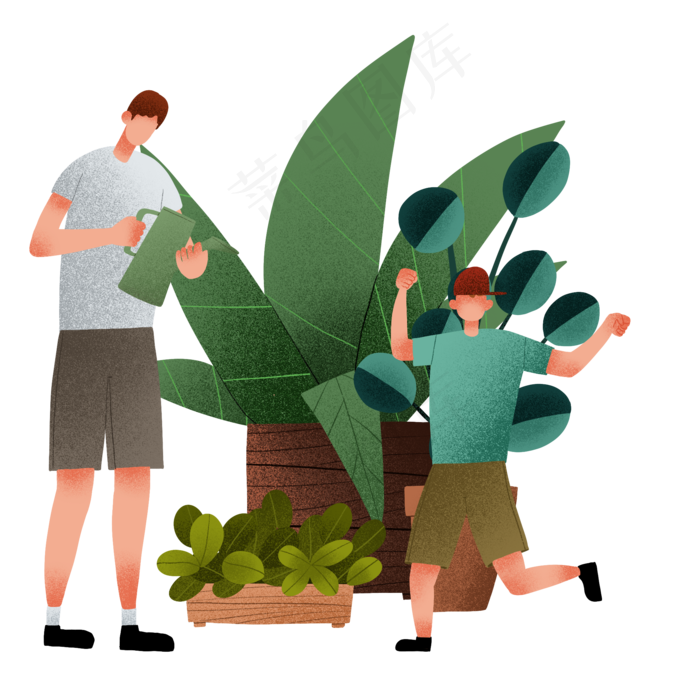 父亲节浇花父子