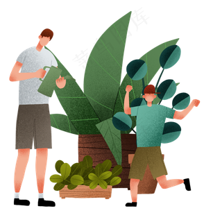 父亲节浇花父子