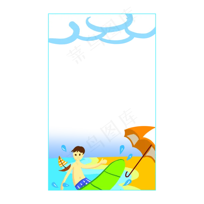 夏天海滩冲浪边框(2000X2000(DPI:300))psd模版下载