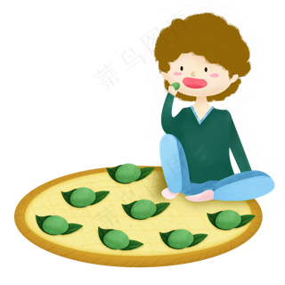 清明节坐在地上吃青团