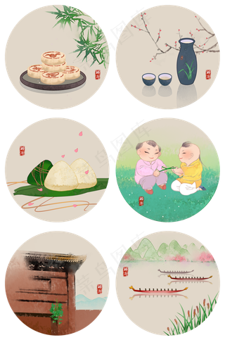 端午习俗二十四节气中国风PNG