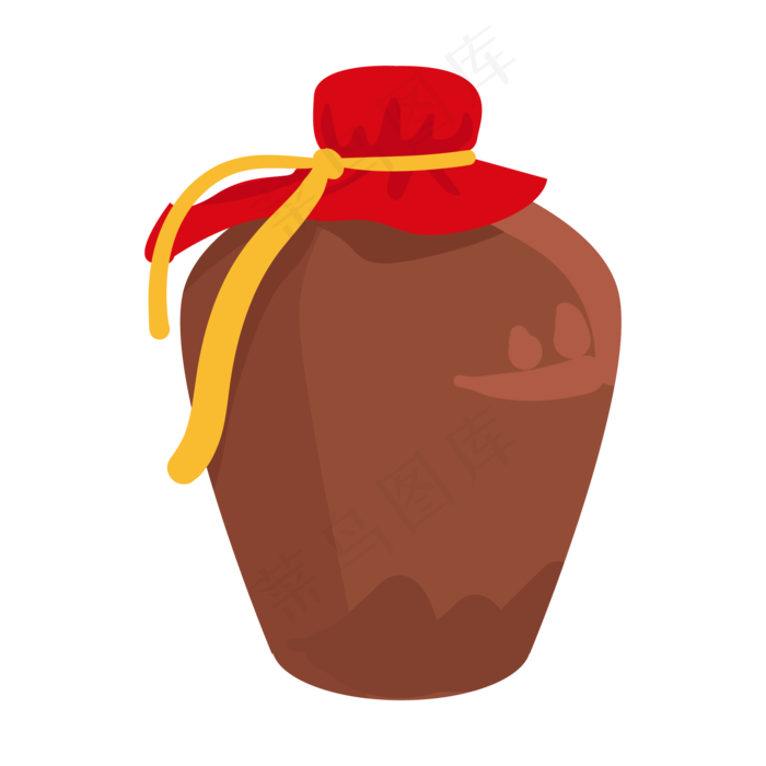 卡通棕色酒坛插画,免抠元素