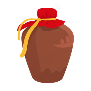 卡通棕色酒坛插画,免抠元素