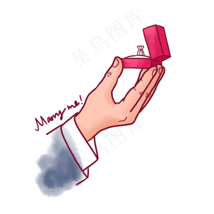 水彩手绘求婚钻戒PNG免抠素材(2048X2048(DPI:300))psd模版下载