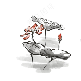 写意水墨荷花荷叶