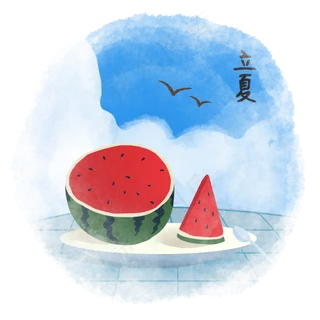 立夏蓝天白云水果PNG西瓜