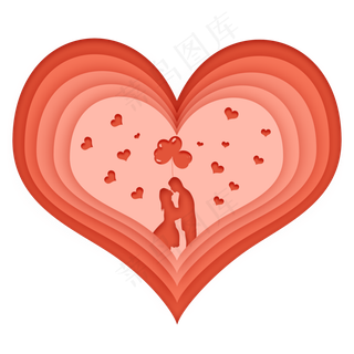 珊瑚红情人节爱心情侣装饰元素,免抠元素