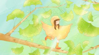 水彩谷雨时节的银杏