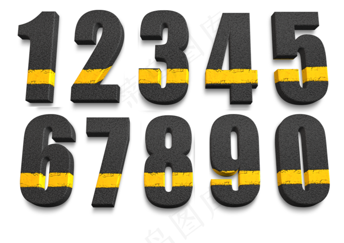 柏油马路质感3d数字(3508X2480(DPI:300))psd模版下载