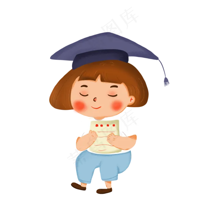 卡通毕业季女孩元素(2000X2000(DPI:132))psd模版下载