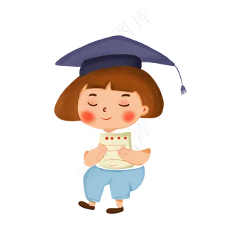 卡通毕业季女孩元素