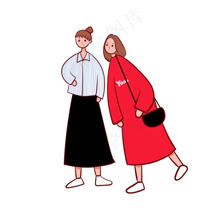 手绘卡通矢量简约3.8女神节可爱逛,免抠元素