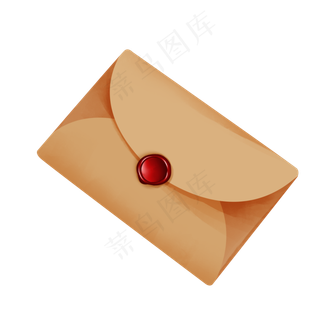 红色火漆的棕色信封