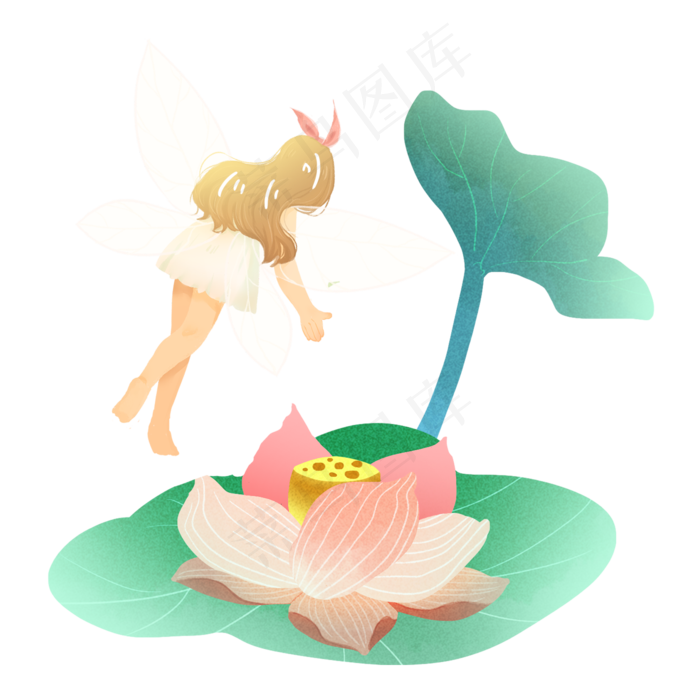 节气大暑荷花精灵女孩素材