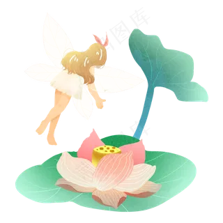 节气大暑荷花精灵女孩素材