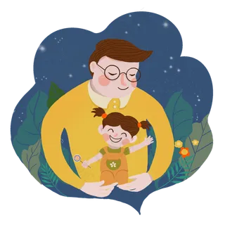 扁平风父女拥抱