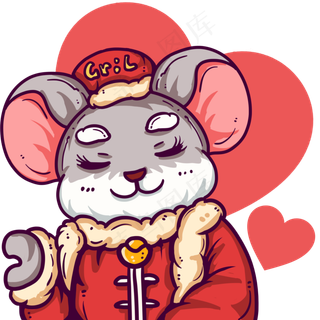 春节鼠年女生情侣头像,免抠元素